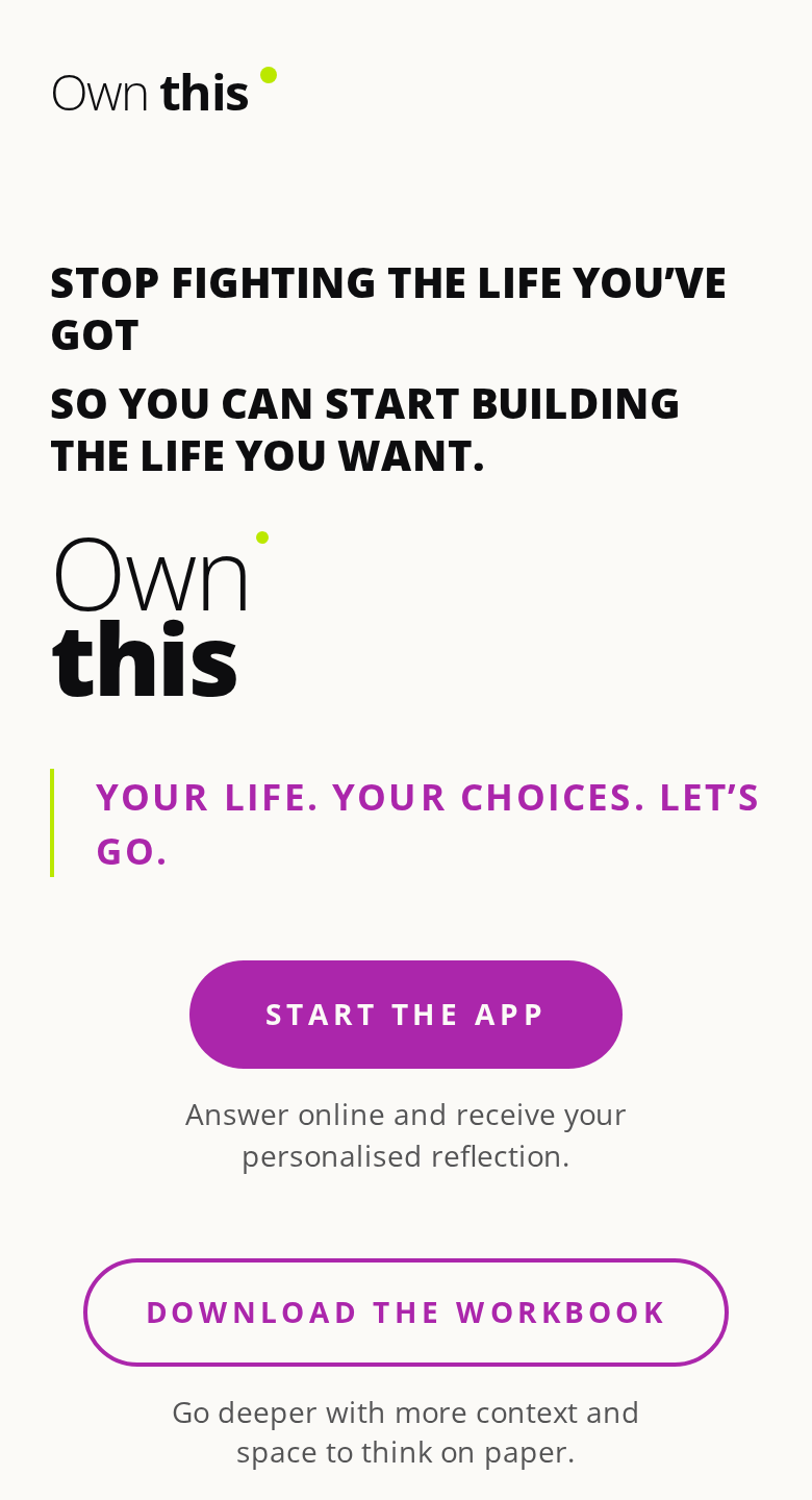 The OWN THIS guided reflection app on a phone
